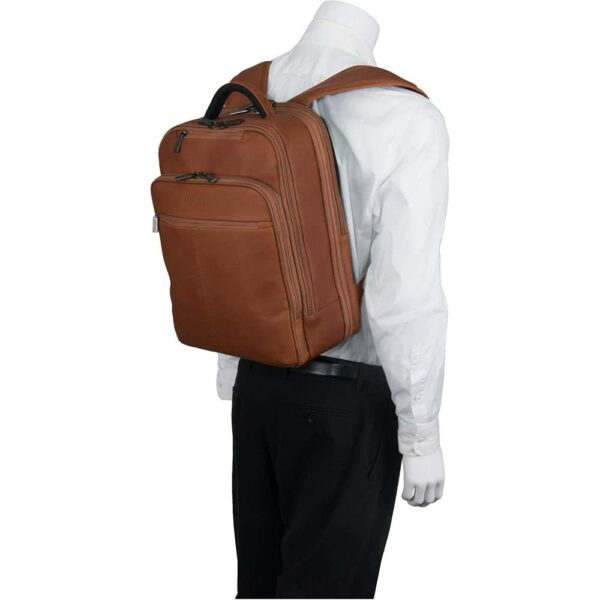 Colombian Leather 16" Manhattan Slim Laptop Travel Backpack, Cognac - Image 6