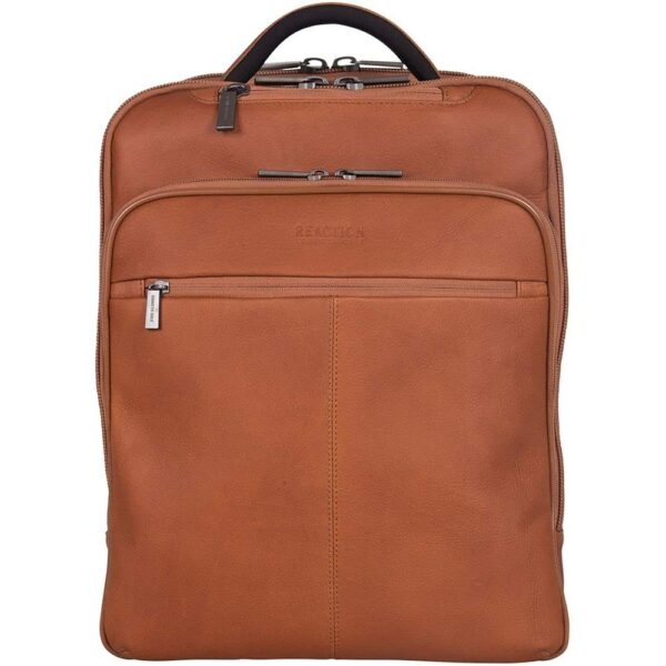 Colombian Leather 16" Manhattan Slim Laptop Travel Backpack, Cognac - Image 9