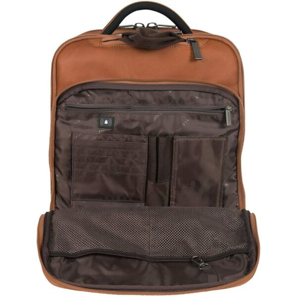Colombian Leather 16" Manhattan Slim Laptop Travel Backpack, Cognac - Image 3