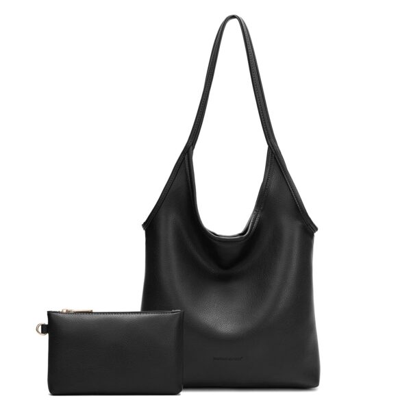Wireless World Hobo Bags for Women Designer Top Handle Purses Soft Ladies PU Leather Shoulder Handbag Set MWC2-111BK