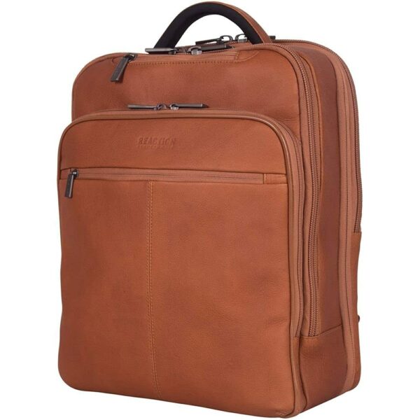 Colombian Leather 16" Manhattan Slim Laptop Travel Backpack, Cognac - Image 8