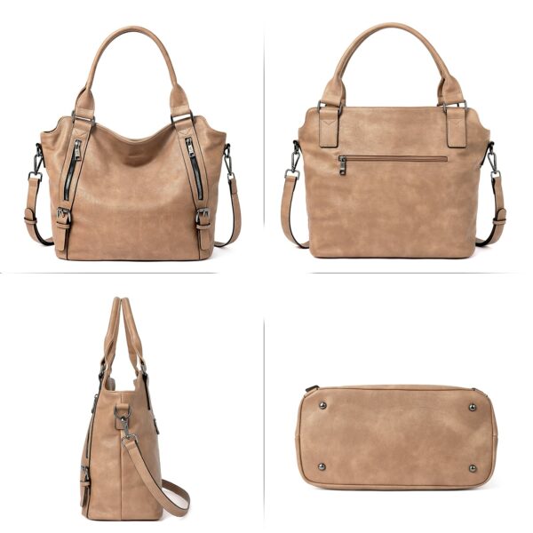 Wireless World Hobo Bags for Women Vegan Leather Handbags Large Ladies Purse Shoulder Bag - Image 3