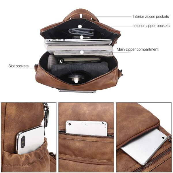 Wireless World Backpack Purse for Women Large Womens Backpack Leather Travel Backpack Fashion Backpack Purse Designer Ladies Shoulder Bags with Tassel Two-toned Brown - Image 6