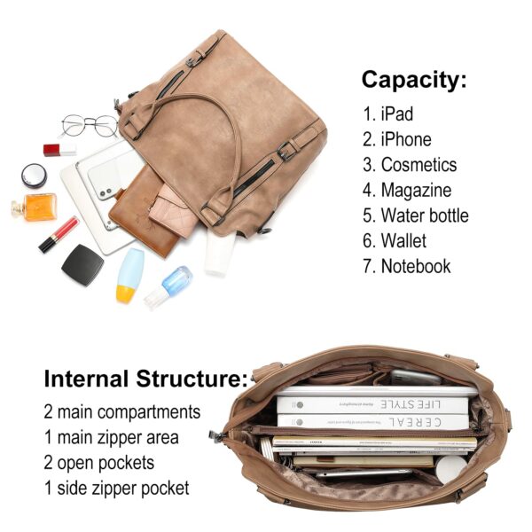 Wireless World Hobo Bags for Women Vegan Leather Handbags Large Ladies Purse Shoulder Bag - Image 5