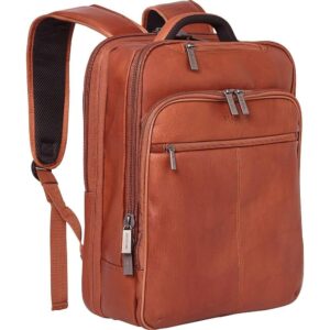 Colombian Leather 16" Manhattan Slim Laptop Travel Backpack, Cognac