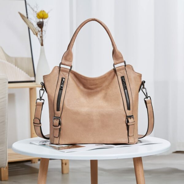 Wireless World Hobo Bags for Women Vegan Leather Handbags Large Ladies Purse Shoulder Bag - Image 2