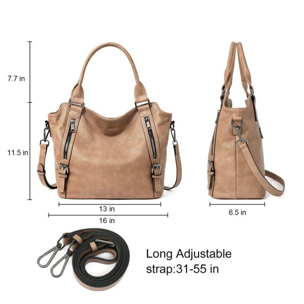 Wireless World Hobo Bags for Women Vegan Leather Handbags Large Ladies Purse Shoulder Bag - Image 6