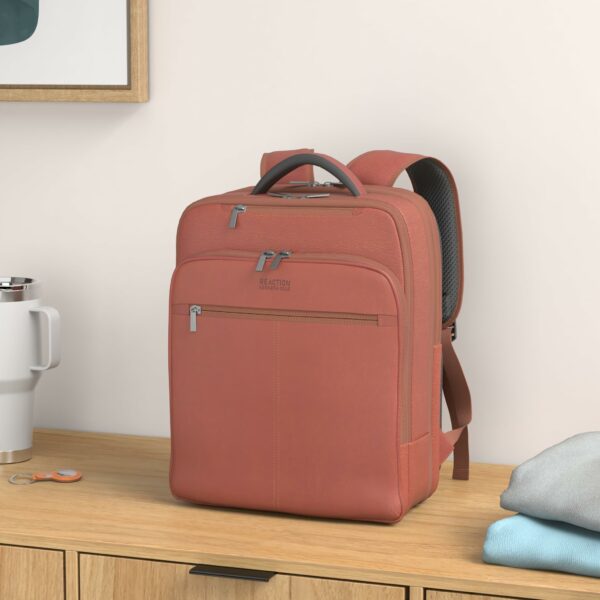 Colombian Leather 16" Manhattan Slim Laptop Travel Backpack, Cognac - Image 10