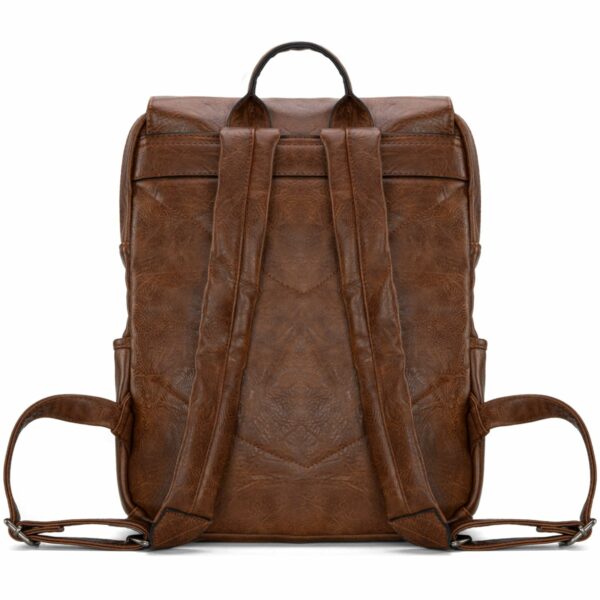 Wireless World × Wrangler Brown Leather Laptop Backpack for Women Men Unisex Fashion Backpack Purse - Image 5