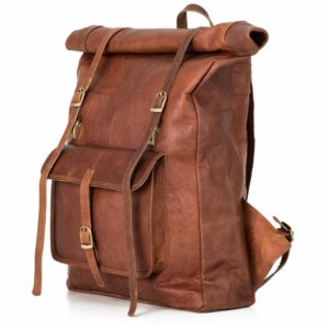 Wireless World Vintage Genuine Leather Backpack Leeds, Travel Backpack, Laptop Backpack for Women and Men - Brown