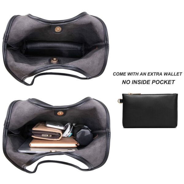 Wireless World Hobo Bags for Women Designer Top Handle Purses Soft Ladies PU Leather Shoulder Handbag Set MWC2-111BK - Image 3