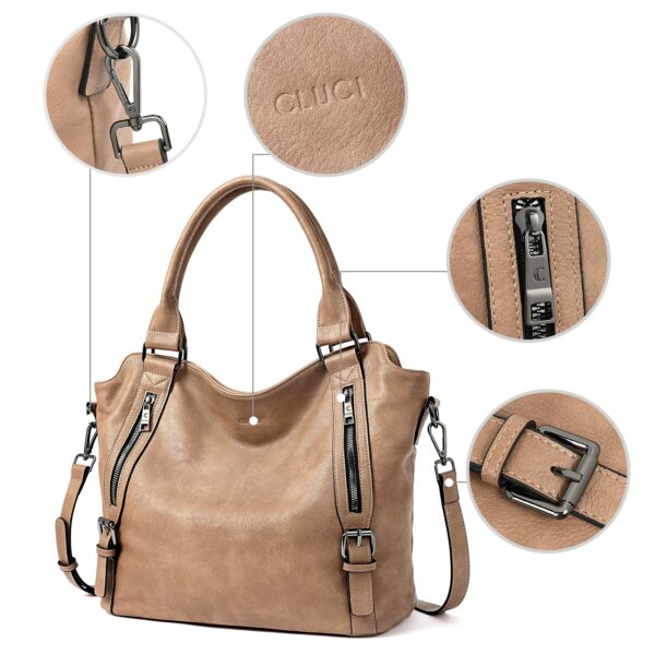 Wireless World Hobo Bags for Women Vegan Leather Handbags Large Ladies Purse Shoulder Bag - Image 4